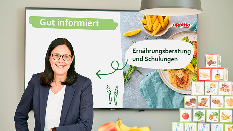 Ernährungsberatung Akademie Whiteboard Würfel Obst Schulungen